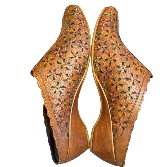 Pikolinos Ramona Mules Women 10 EU 40 Brown Leather Floral Slip On Boho Comfort - Picture 2 of 10